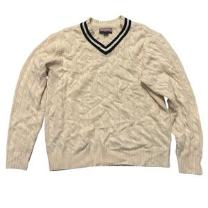 Vineyard Vines Cable Knit V Neck Pullover Cashmere Sweater Old Money